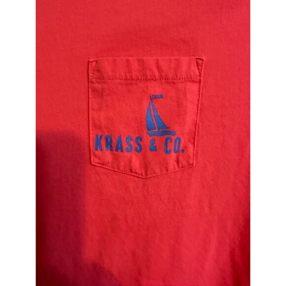 Krass & Co Nautical Beach Boat Lake Sail Boat Pocket T-shirt SZ XL Melon - Picture 3 of 8